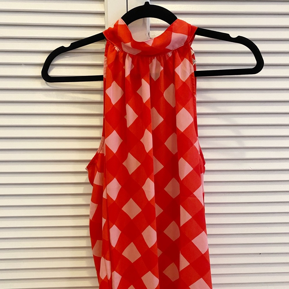 J. Crew Factory Gingham Tie Neck Tank